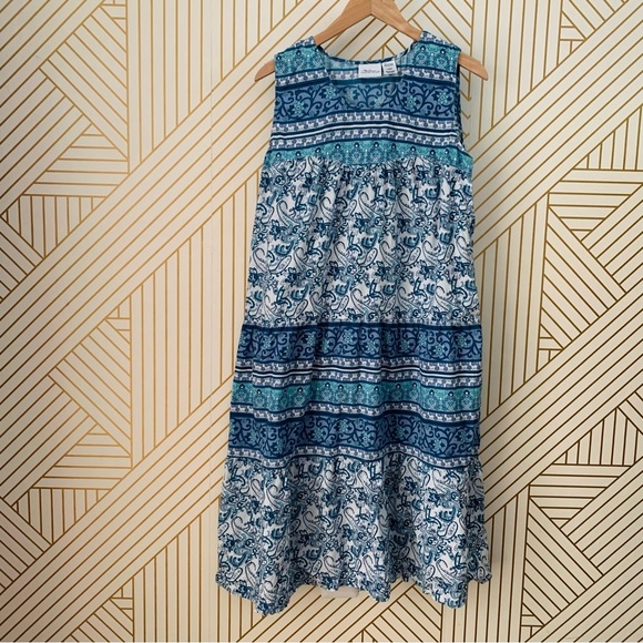 The Vermont Company Store floral paisley tiered layered cotton sleeveless dress - Picture 3 of 7